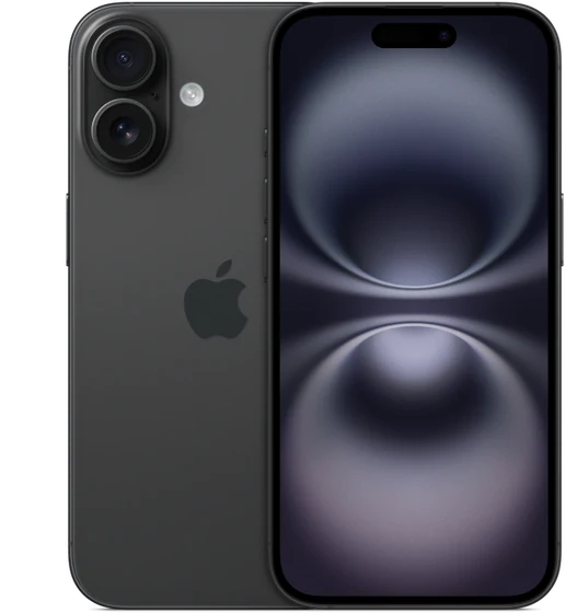 iPhone 16 seminovo na cor preto, visto de trás e de frente