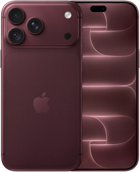 iPhone 18 Pro Max na cor bordô, visto de trás e de frente